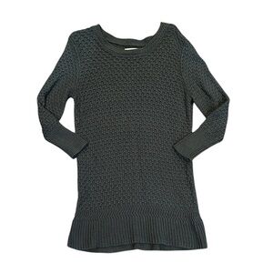 Loft Green Woven Long Sweater Size Medium